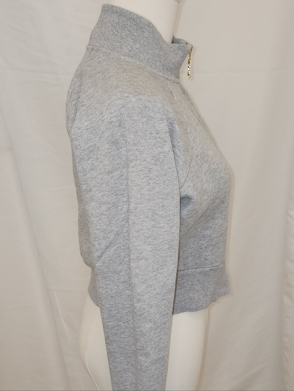 PINK x LoveShackFancy Gray Cropped Full-Zip Sweatshirt Jacket Size S - Picture 5 of 6
